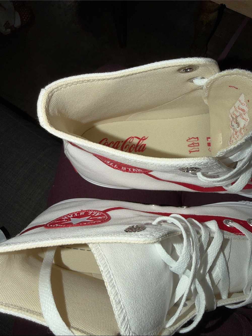 Converse High-Top Sneakers in White with Red Accent - Picture 3 of 3